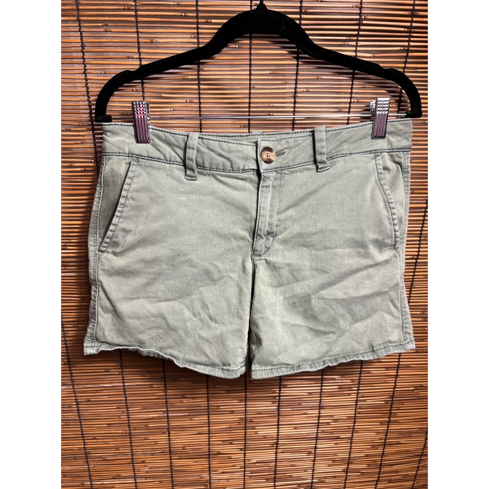 American Eagle Size 8 Midi Shorts Green Super Stretch Cotton Blend